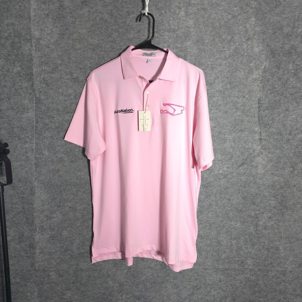 Peter Millar Polo Mens Medium Pink Austin F1 Race Racing Summer Comfort ME0EK01S